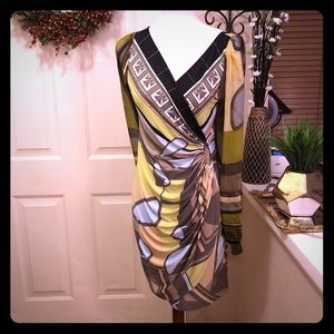 NWT Analili Gorgeous Lime Green Brown Colors Midi